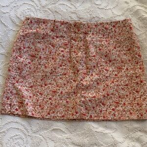 Express Floral Pink and Red Mini Skirt